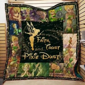 Tinker Bell Peter Pan Quilt Blanket All You Need Is Faith Trust And Fairy Dust Quilt Blanket Fairy01  Quilt